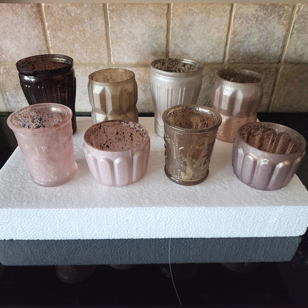 Vintage Style Glass Candle Holders Collection Pink Brown #2495